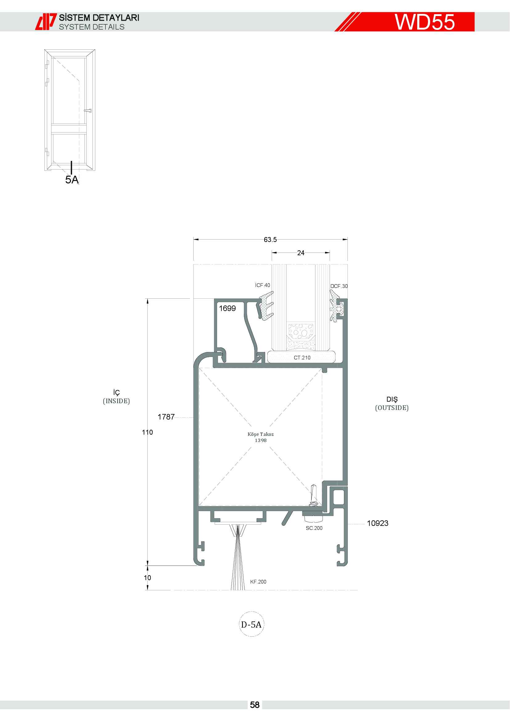 S 55 Yalıtımsız Alüminyum 58